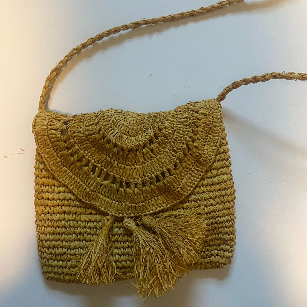 Yellow straw purse